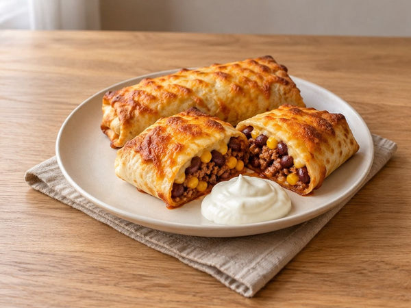 Burrito zapiekane z mięsem mielonym – zdjęcie poglądowe (AI)