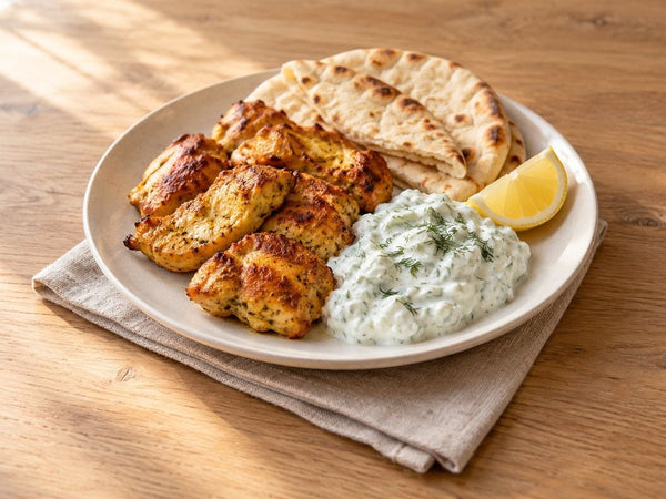 Kurczak w jogurcie z czosnkiem i tzatziki – zdjęcie poglądowe (AI)