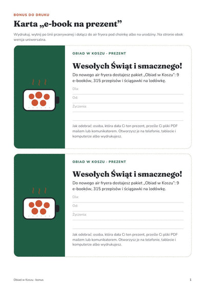 Karta „e-book na prezent” do wydruku